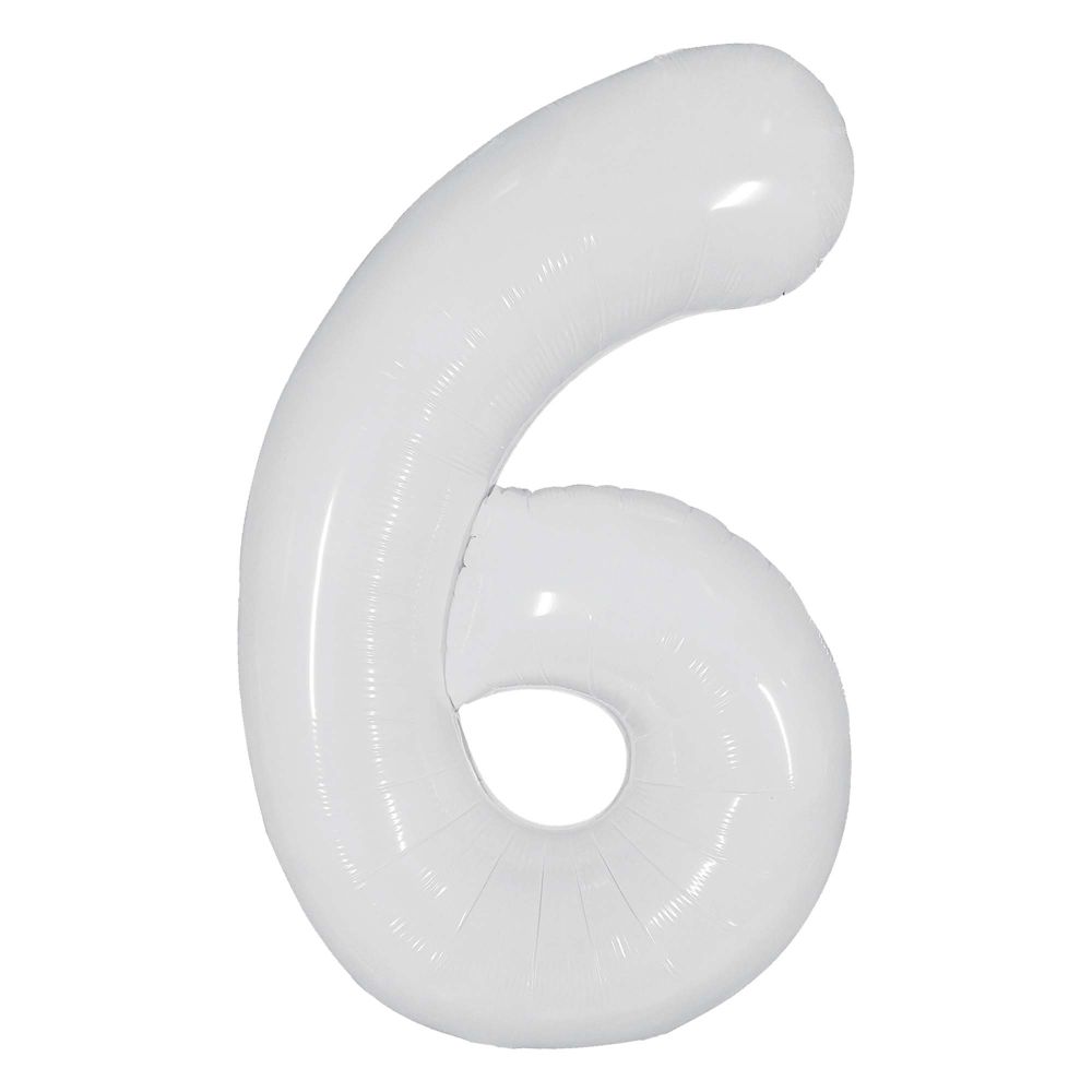 34" Milky White Number 6 (Air Only) Balloon