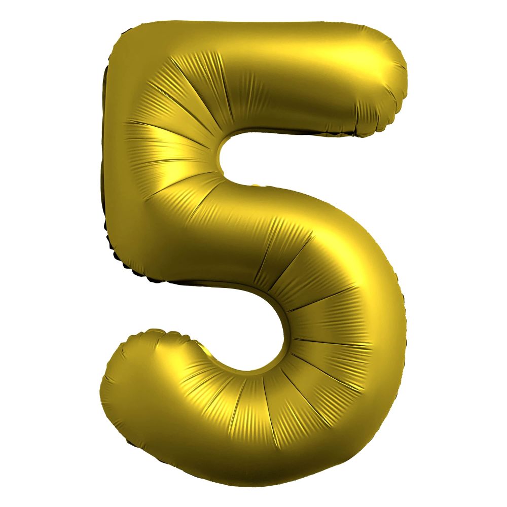34" Chrome Gold Number 5 Airise Balloon