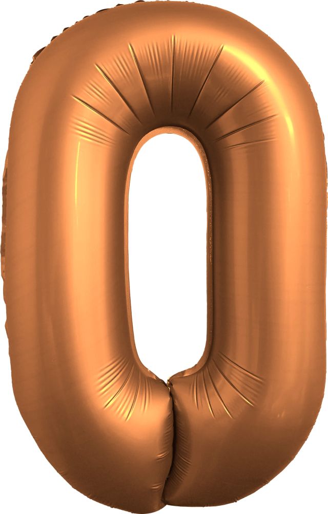 34" Chrome Rose Gold Number 0 Balloon