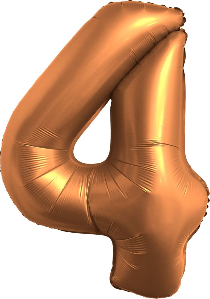 34" Chrome Rose Gold Number 4 Balloon