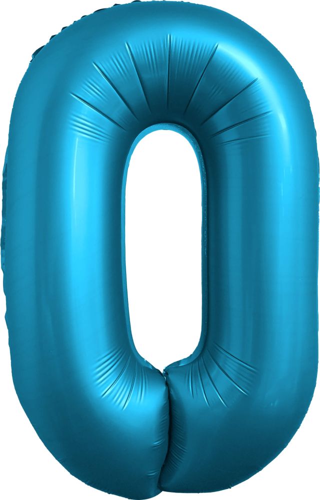 34" Chrome Blue Number 0 Balloon