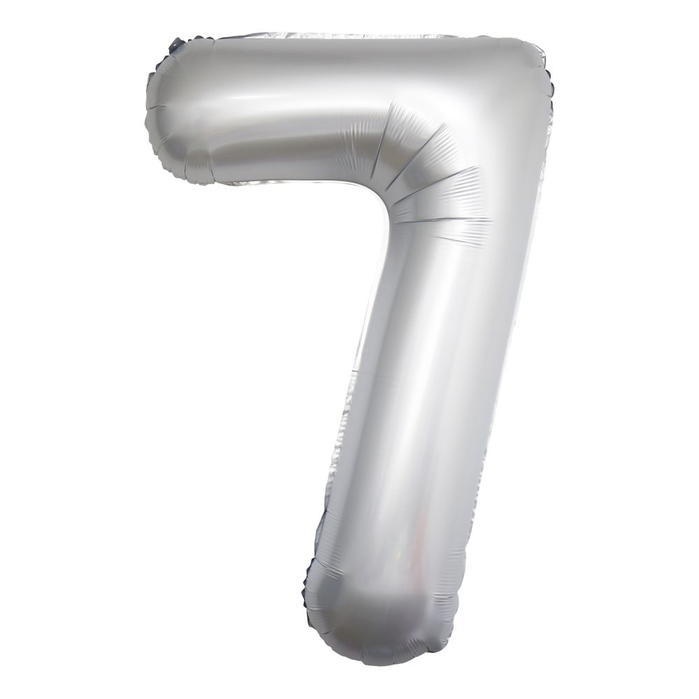 34" Chrome White Number 7 Airise Balloon