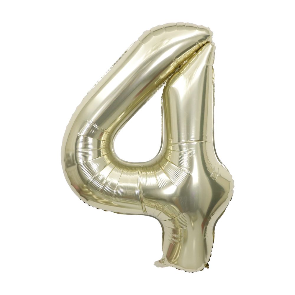 34" White Gold Number 4 Airise Balloon