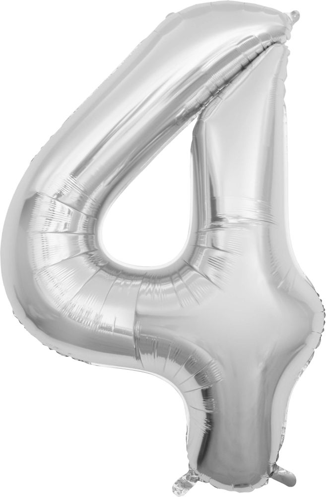 53" Silver Number 4 Balloon