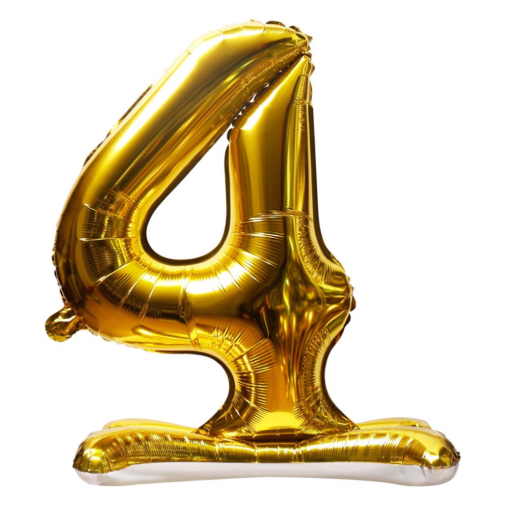 16" Stand Up Gold Number 4 Balloon