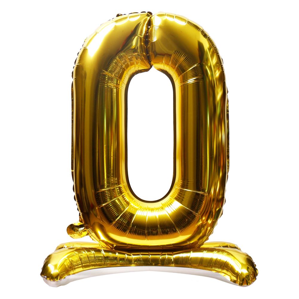 32" Stand Up Gold Number 0 Balloon