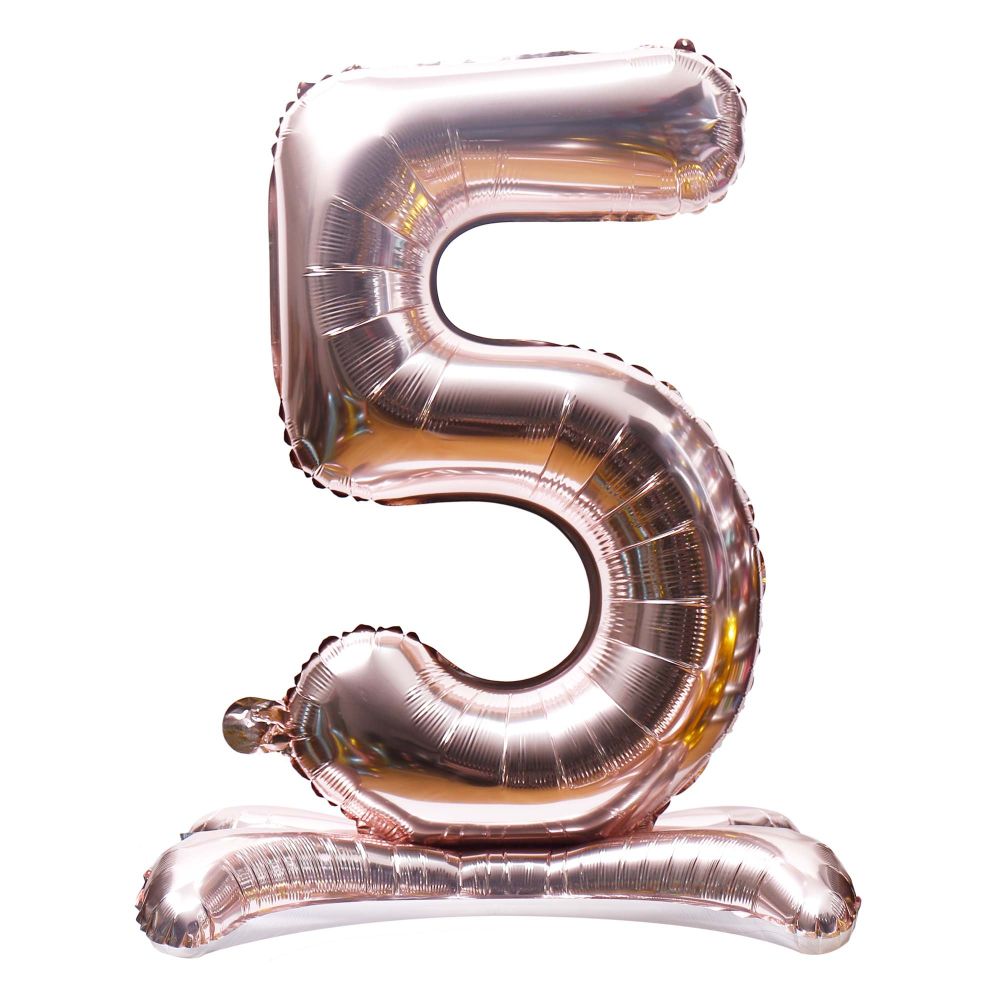 32" Stand Up Rose Gold Number 5 Balloon