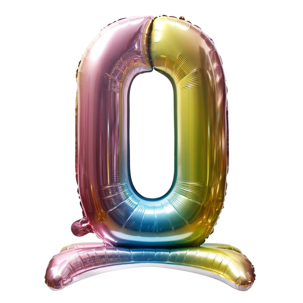 32" Stand Up Rainbow Number 0 Balloon