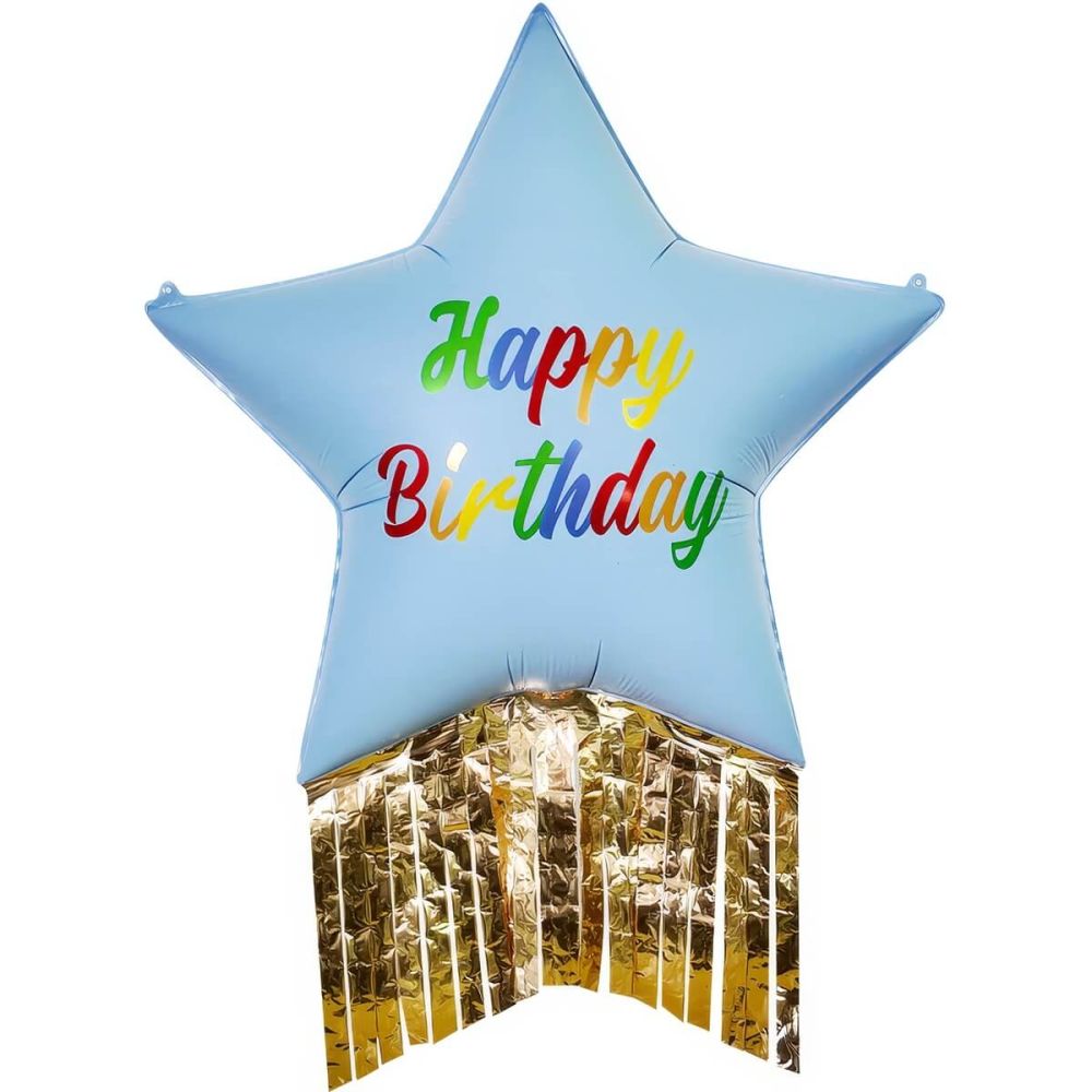 39" Happy Birthday Blue Star Balloon
