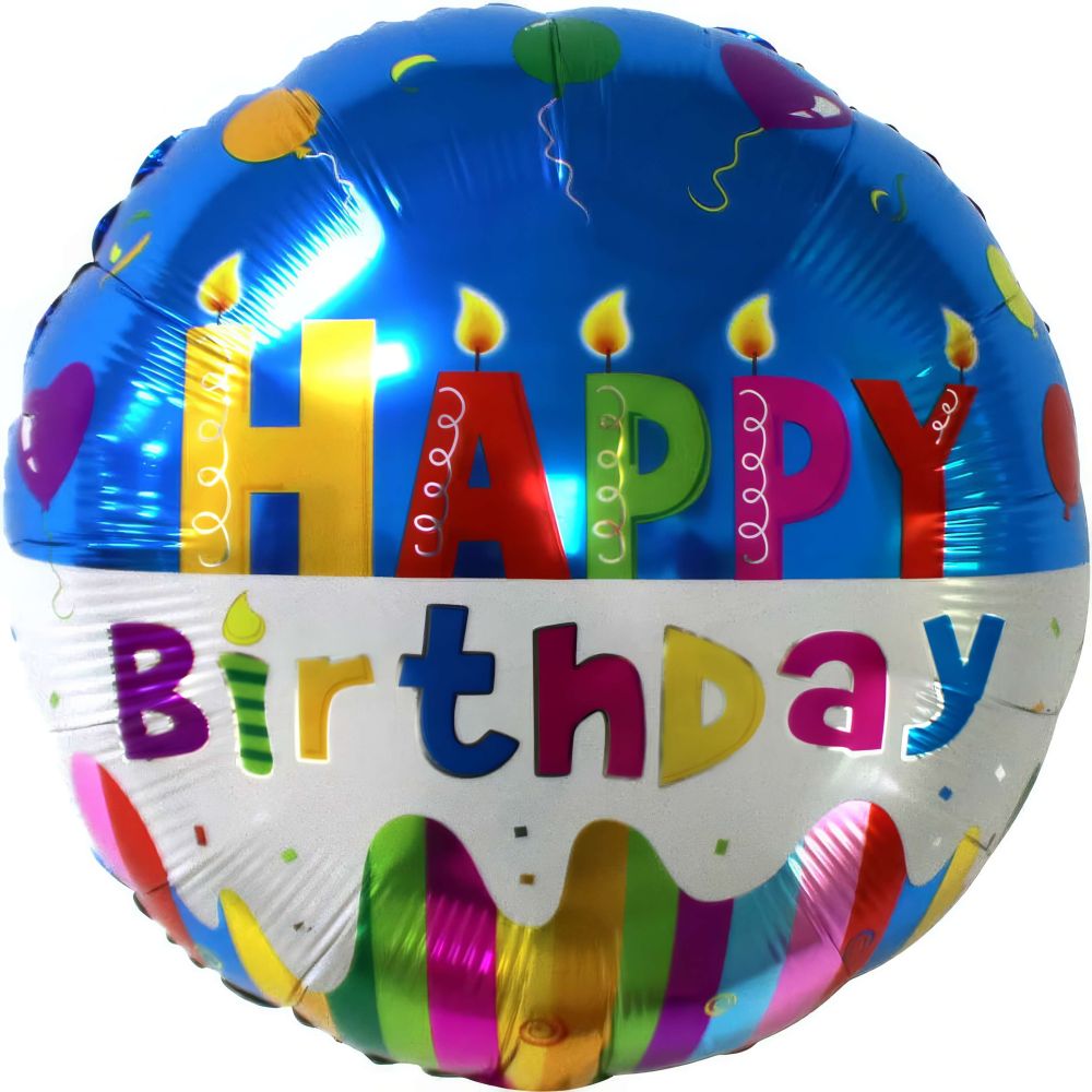 18" Happy Birthday Cake and Candles Balloon