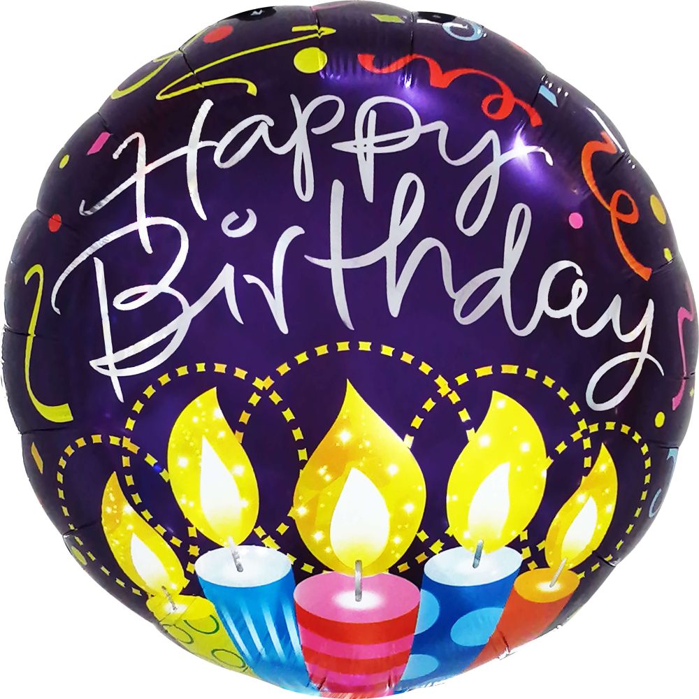 18" Happy Birthday Candles and Streamers Balloon