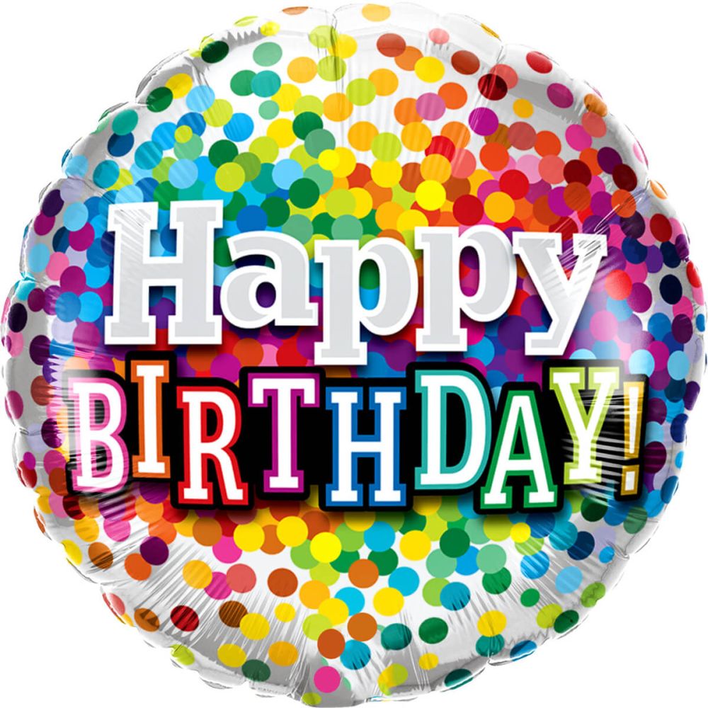 18" Happy Birthday Colorful Confetti Dots Balloon