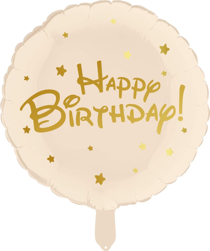 18" Happy Birthday Script Cream Balloon
