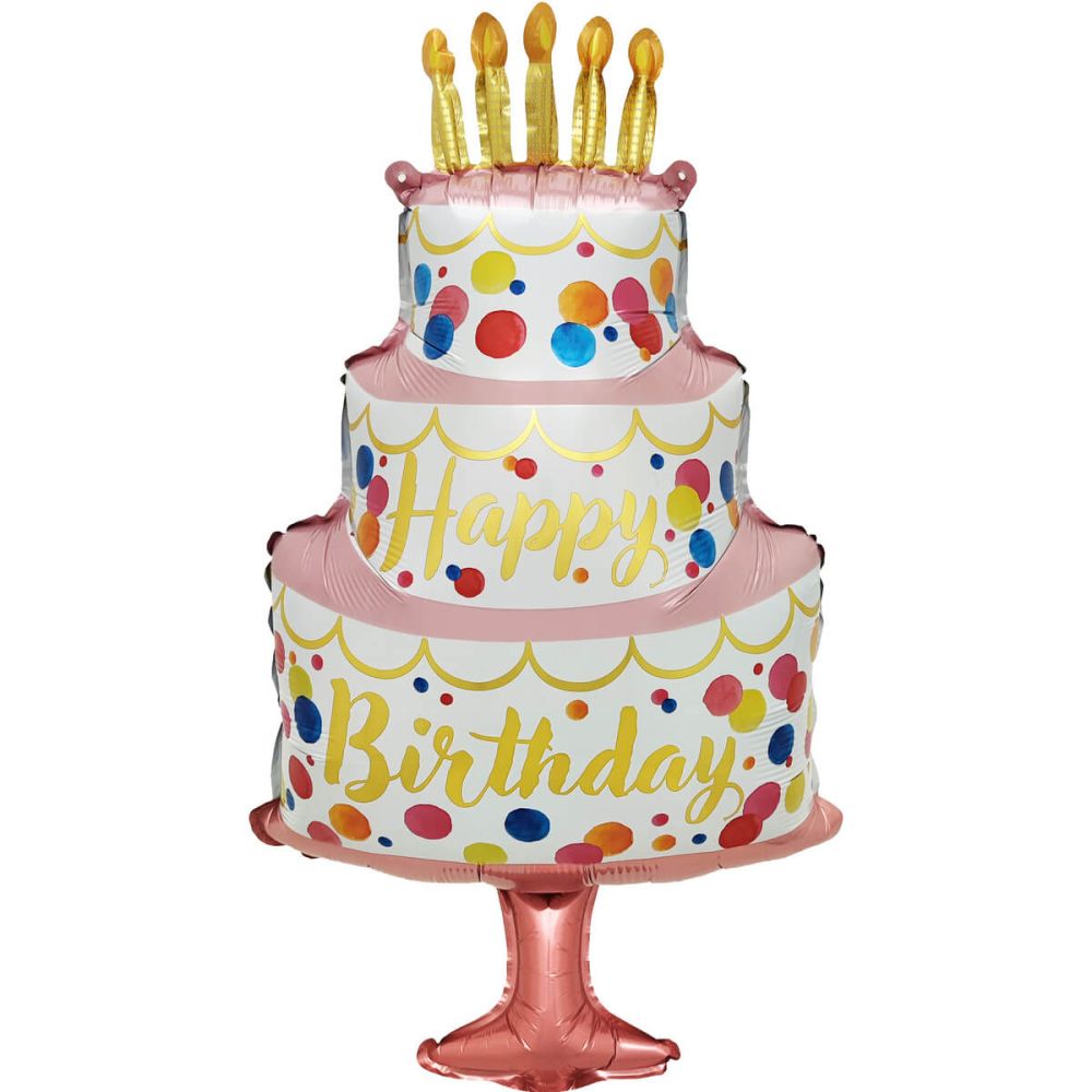 32" Happy Birthday Elegant Cake Balloon