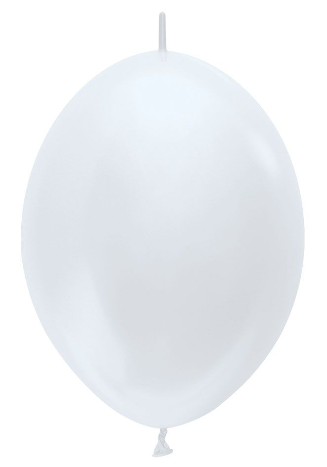 06" Satin White Link-O-Loons (50pcs) Sempertex Balloons