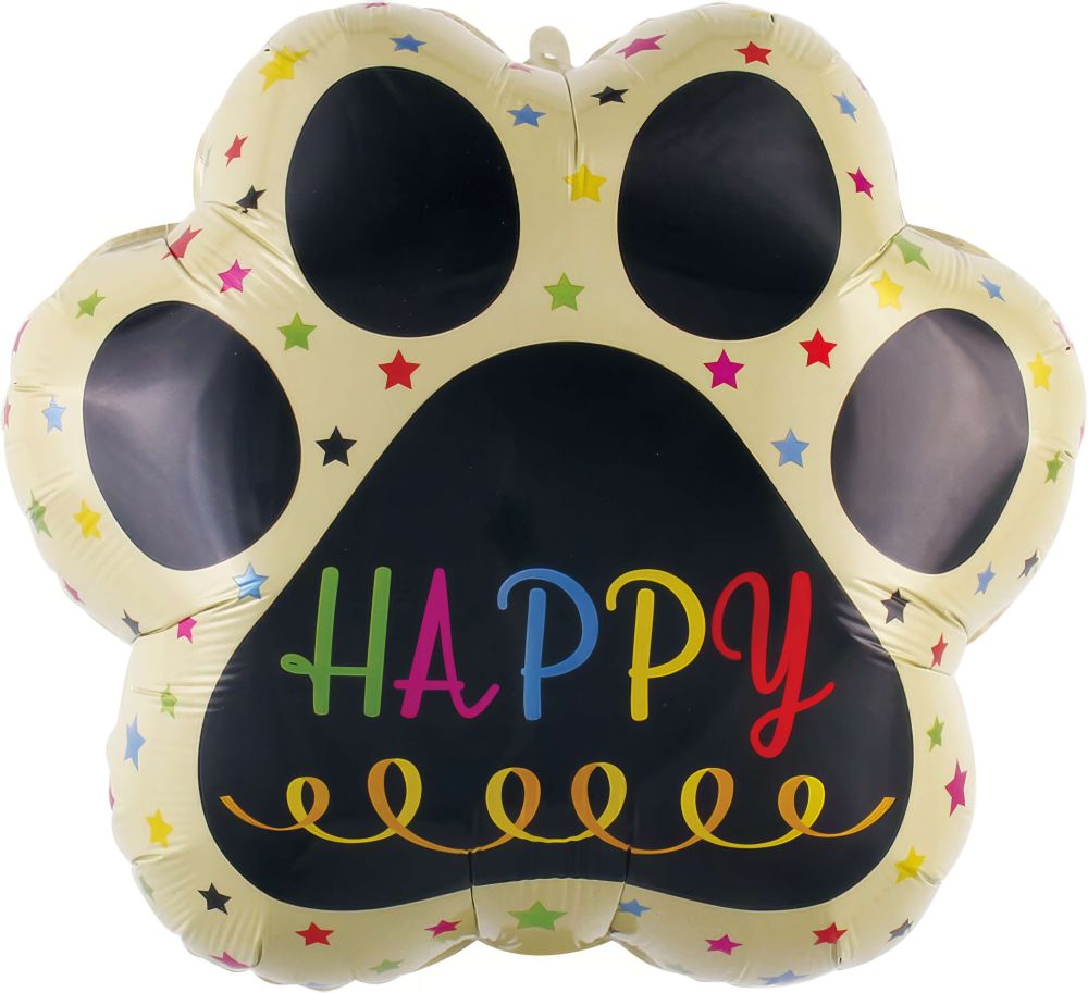 18" Happy Birthday Brown Dog Paw Balloon