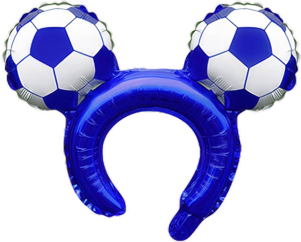 16" Soccer Ball Blue Mouse Ears Balloon