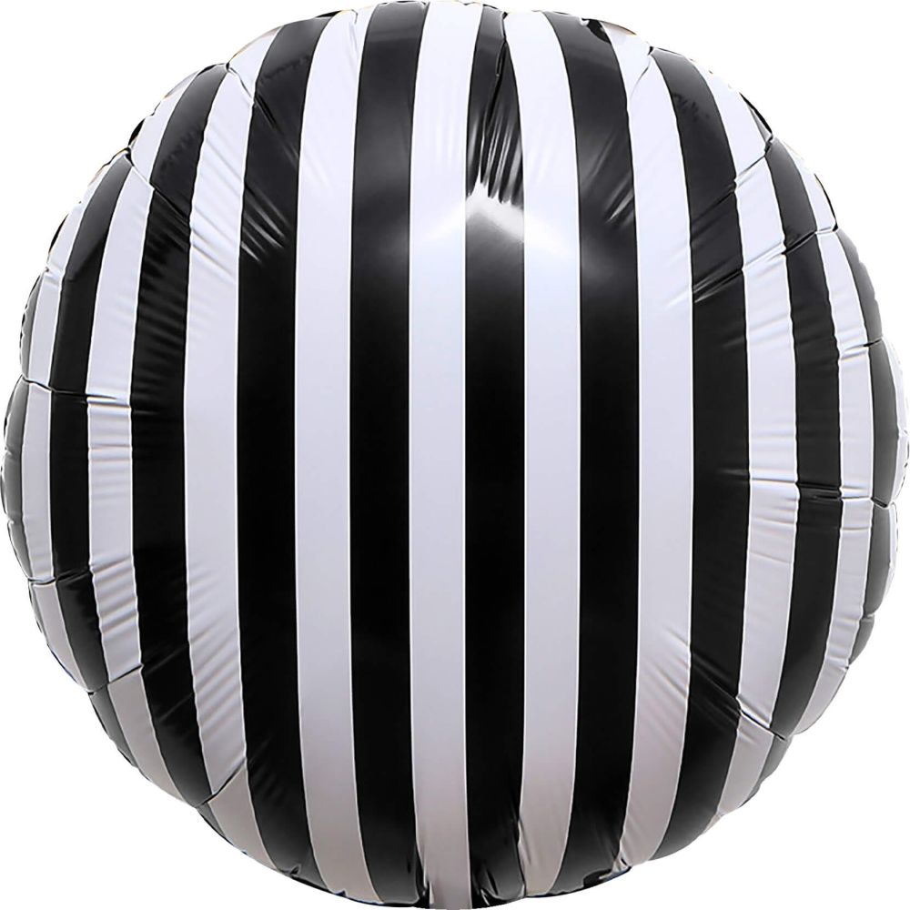 18" Striped Candy Black Balloon