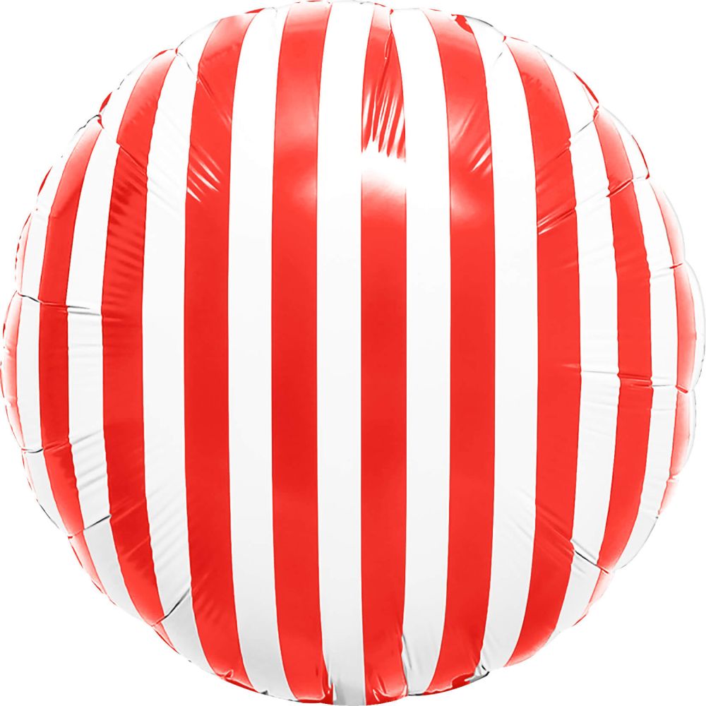 18" Striped Candy Red Balloon