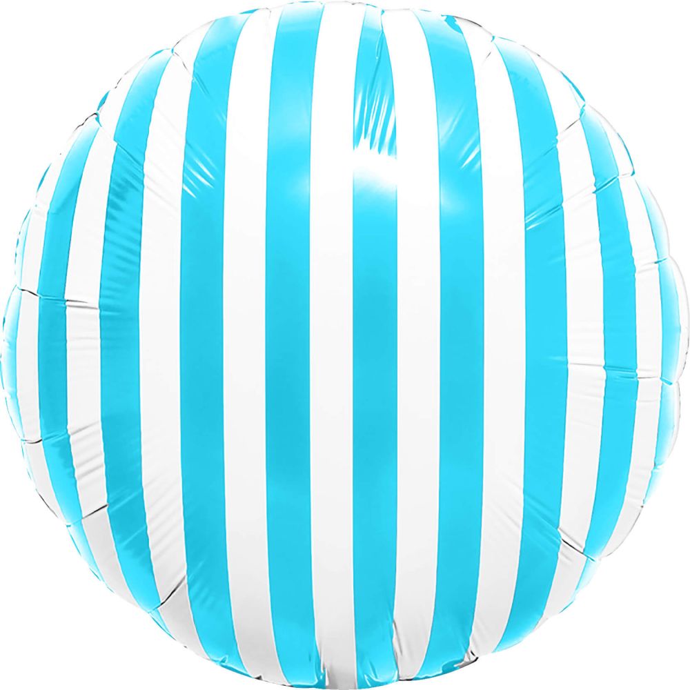 18" Striped Candy Blue Balloon
