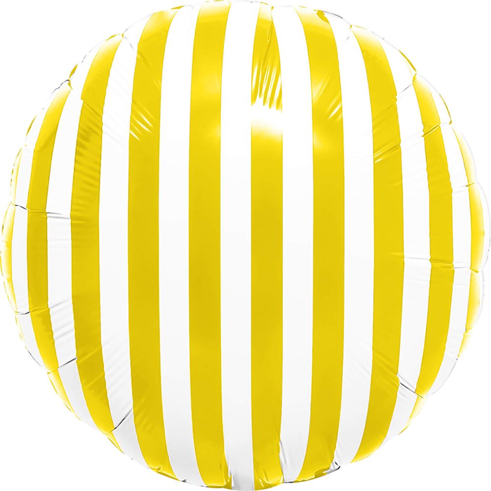 18" Striped Candy Yellow Balloon
