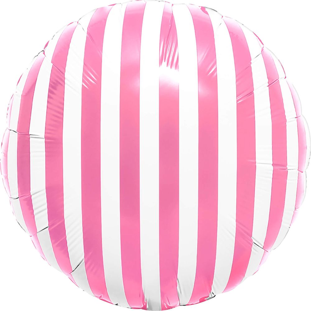 18" Striped Candy Pink Balloon