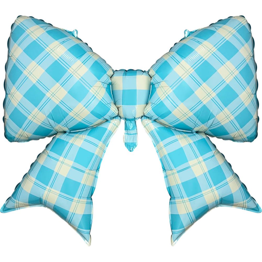 39" Matte Blue Plaid Bow Balloon
