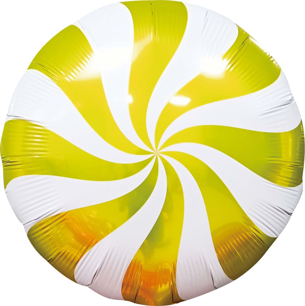 18" Candy Swirl Yellow Balloon