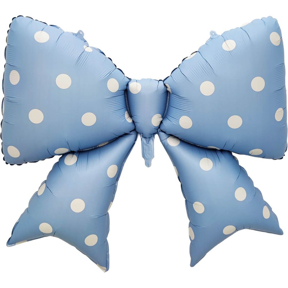 39" Blue Bow with White Polka Dots Balloon