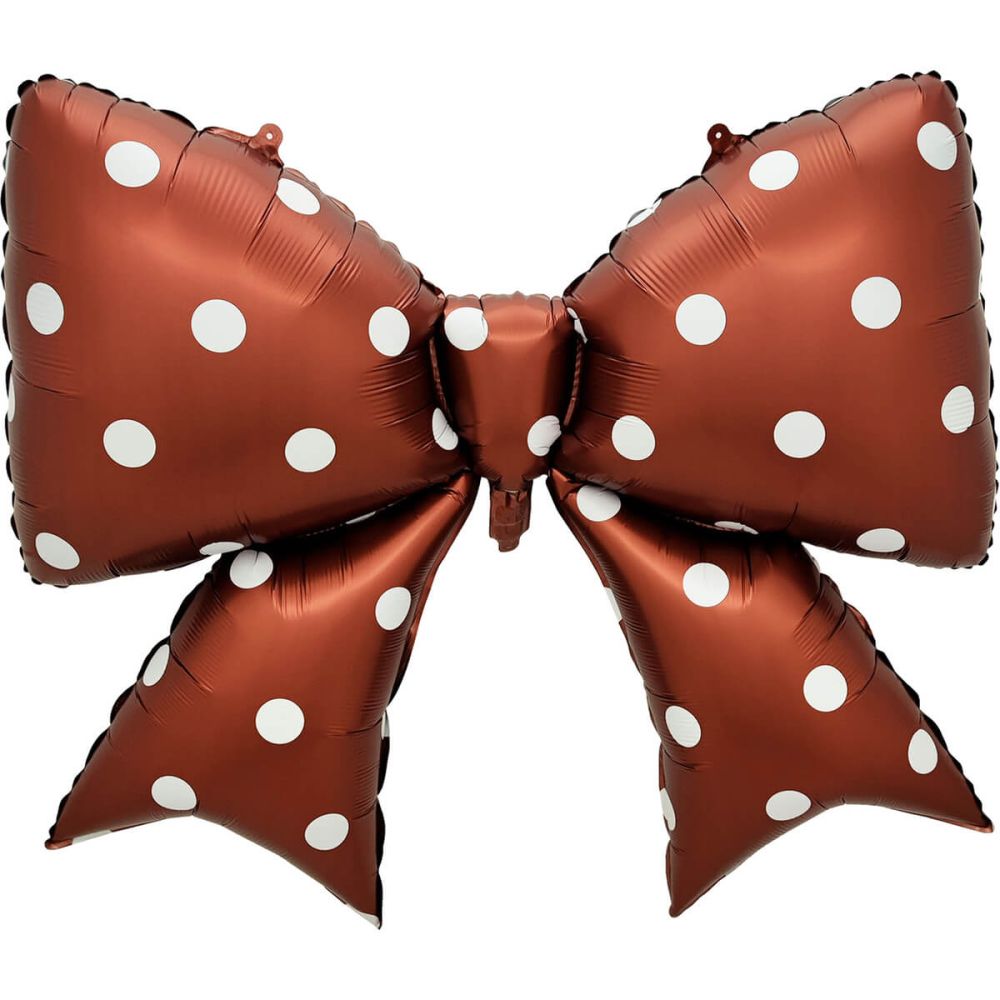 39" Brown Bow with White Polka Dots Balloon