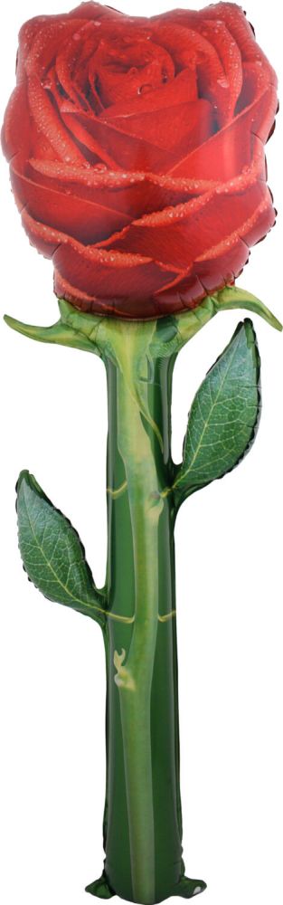 48" Giant Red Rose with Long Green Stem Balloon