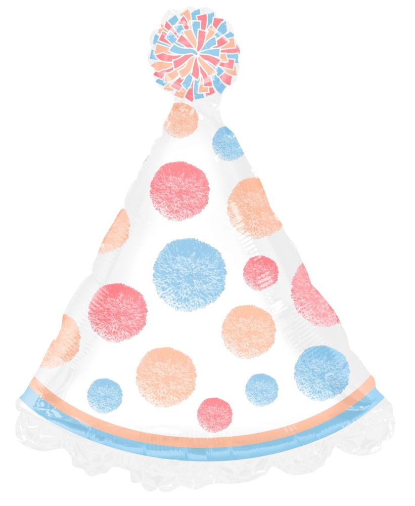 24" Pom Pom Party Hat Balloon