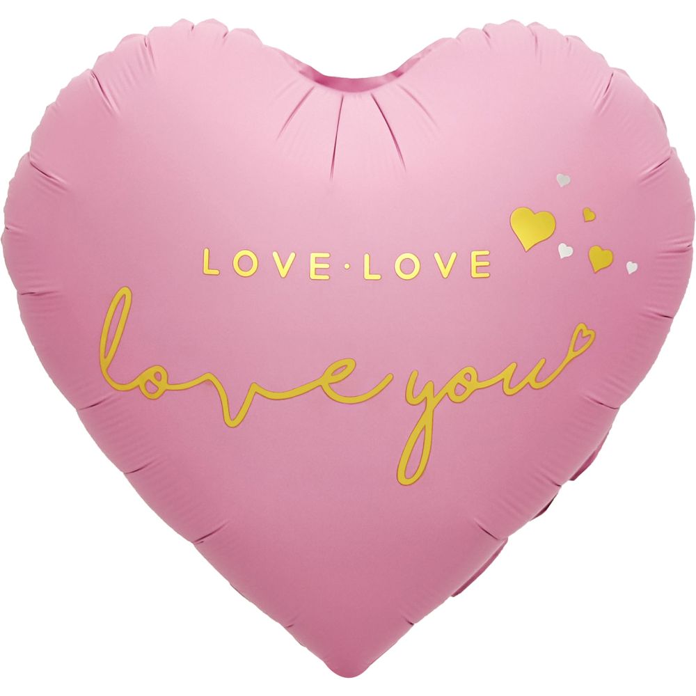 18" Love Love Love You Pink Heart Balloon