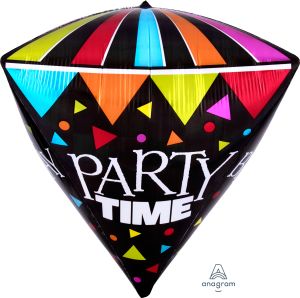 UltraShape Diamondz Cone Happy Birthday Party Time Balloon