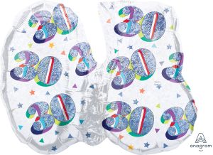 SuperShape Holographic Here's to Your Birthday 30 Balloon