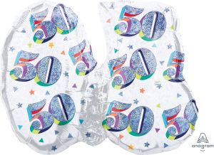SuperShape Holographic Here's to Your Birthday 50 Balloon