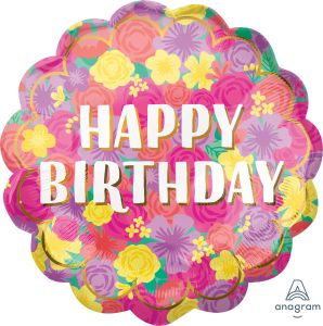 SuperShape Happy Birthday Day Floral Fun Balloon