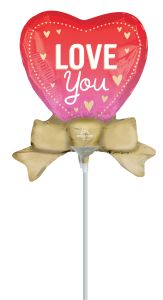 MiniShape Love You Satin Better with Bows Balloon (Inflated with Cup and Stick)