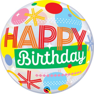 Bubble 22" Birthday Circles & Dot Stripes