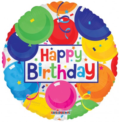 18" SP: PR BIRTHDAY COLORFUL BALLOONS GB