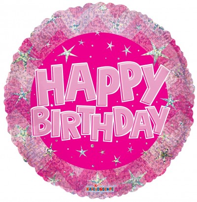 18" SP: PR Holographic Pink Happy Birthday