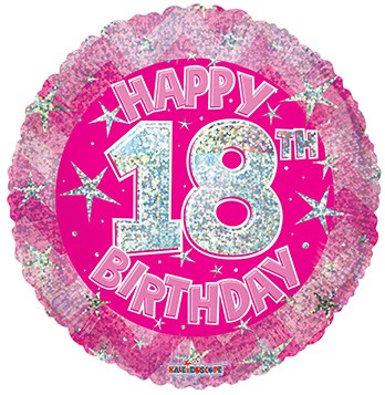 18" SP: PR Holographic Pink Happy 18th Birthday  