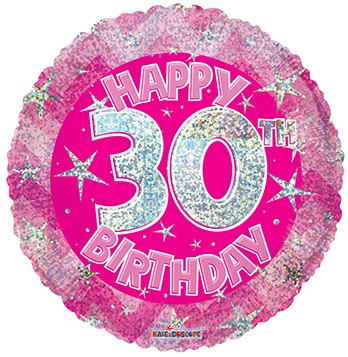18" SP: PR Holographic Pink Happy 30th Birthday  