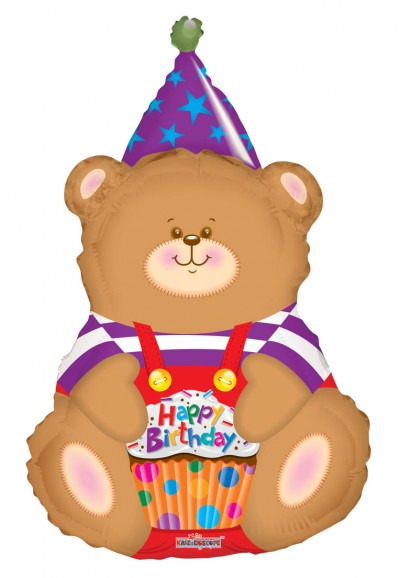 36" SP: Birthday Bear With Cupcake Shape