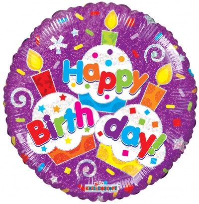 18" SP: BIRTHDAY CUPCAKES HOLOGRAPHIC