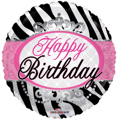 18" SP: SV BIRTHDAY ZEBRA PRINT