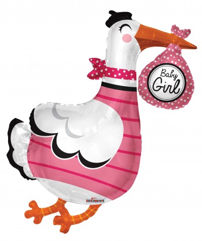  36" SP: PR Baby Girl Stork Shape