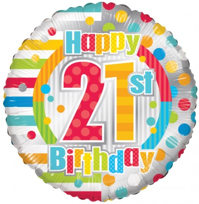 18" SP: HAPPY 21ST BIRTHDAY DOTS & LINES