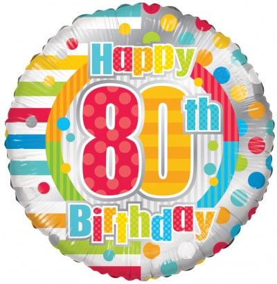 18" SP: HAPPY 80TH BIRTHDAY DOTS & LINES