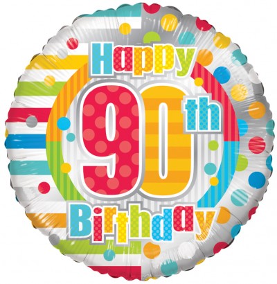 18" SP: HAPPY 90TH BIRTHDAY DOTS & LINES